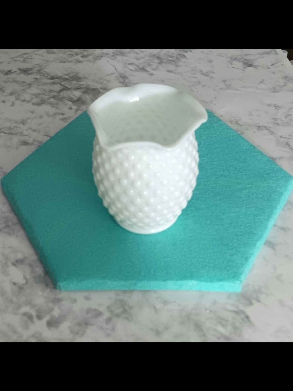 Vintage White Hobnail Milk Glass Ruffled Vase - Picture 2 of 9